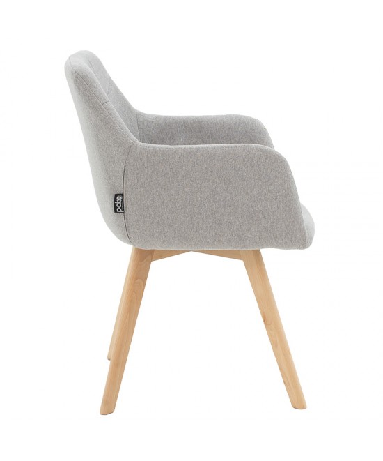 Πολυθρόνα Nasima pakoworld ύφασμα γκρι-φυσικό  57x58x84εκ