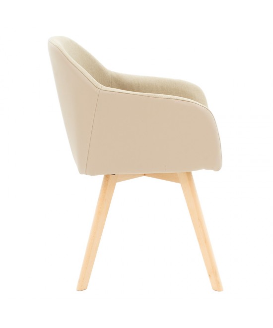 Πολυθρόνα Safira pakoworld PU ύφασμα μπεζ-φυσικό 57x58x84εκ