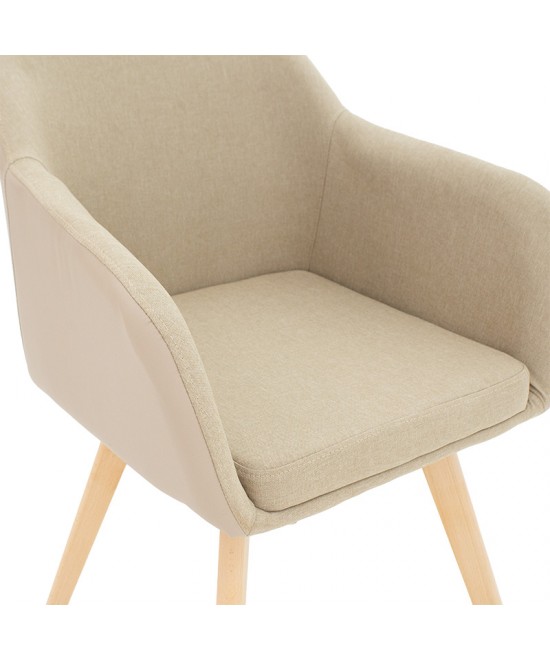 Πολυθρόνα Safira pakoworld PU ύφασμα μπεζ-φυσικό 57x58x84εκ