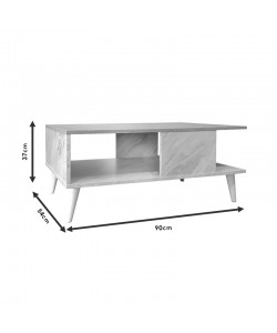 Τραπέζι σαλονιού Moses pakoworld χρώμα sonoma-μαύρο μαρμάρου 90x54x37.5εκ