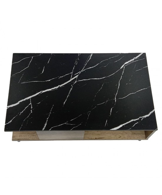 Τραπέζι σαλονιού Moses pakoworld χρώμα μαύρο μαρμάρου-sonoma 90x54x37.5εκ Τραπέζι σαλονιού Moses pakoworld χρώμα μαύρο μαρμάρου-sonoma 90x54x37.5εκ