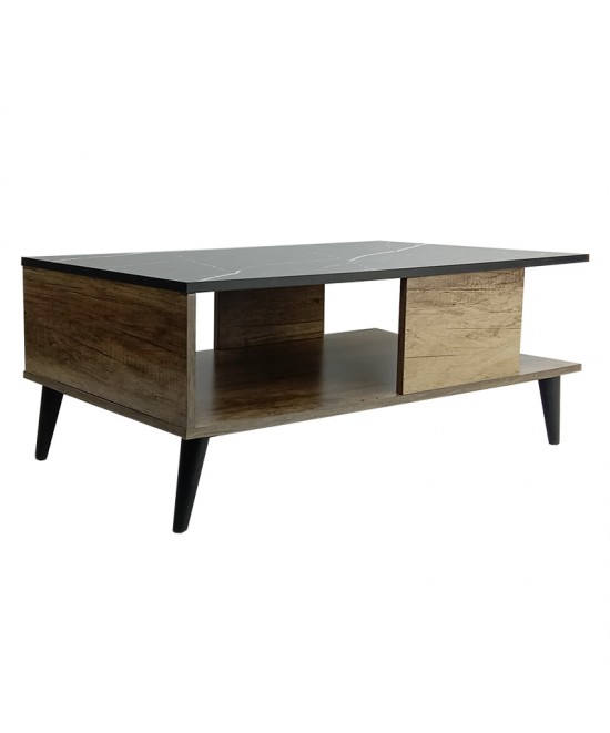 Τραπέζι σαλονιού Moses pakoworld χρώμα μαύρο μαρμάρου-sonoma 90x54x37.5εκ Τραπέζι σαλονιού Moses pakoworld χρώμα μαύρο μαρμάρου-sonoma 90x54x37.5εκ