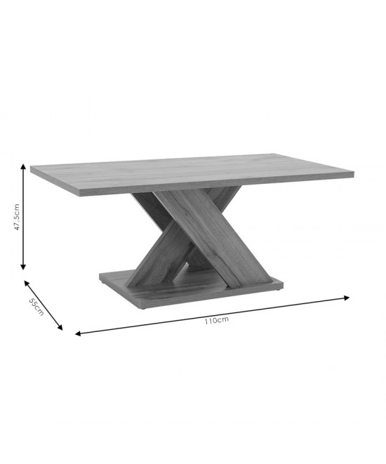 Τραπέζι σαλονιού Solange pakoworld χρώμα sonoma 110x55x47.5εκ