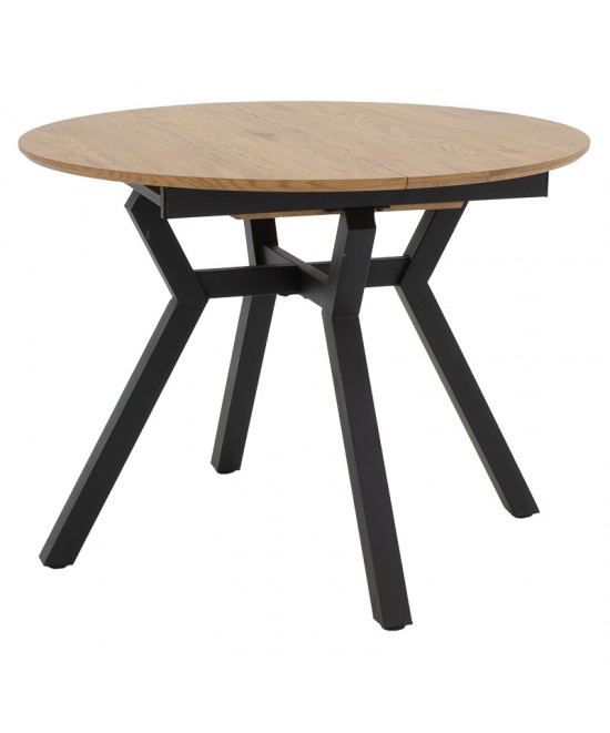 Tραπέζι Frances pakoworld επεκτεινόμενο MDF sonoma-μαύρο 100-140x100x75εκ