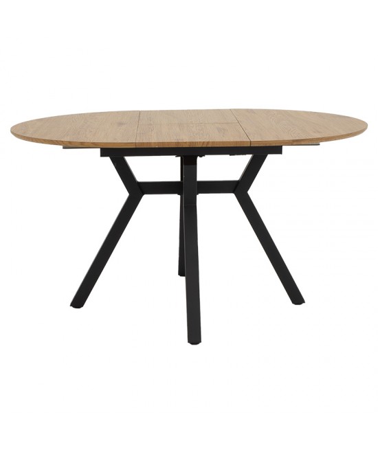 Tραπέζι Frances pakoworld επεκτεινόμενο MDF sonoma-μαύρο 100-140x100x75εκ