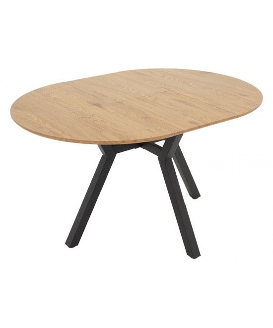 Tραπέζι Frances pakoworld επεκτεινόμενο MDF sonoma-μαύρο 100-140x100x75εκ