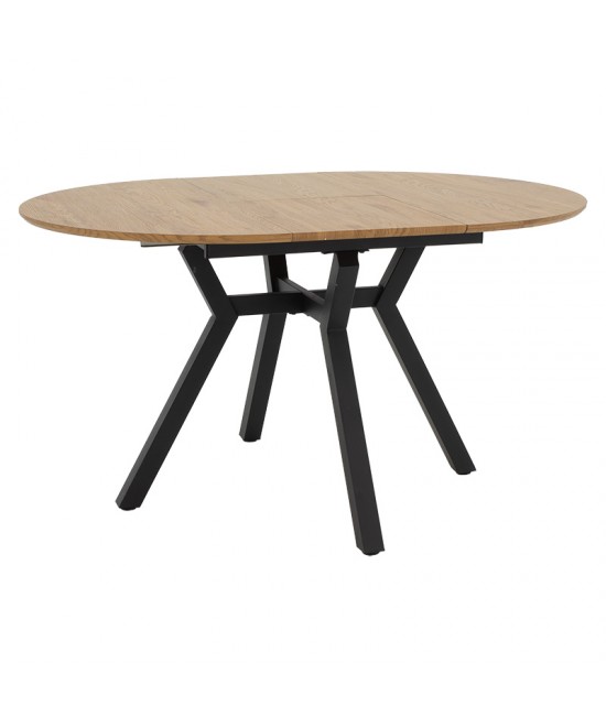 Tραπέζι Frances pakoworld επεκτεινόμενο MDF sonoma-μαύρο 100-140x100x75εκ