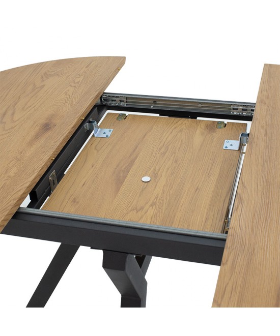 Tραπέζι Frances pakoworld επεκτεινόμενο MDF sonoma-μαύρο 100-140x100x75εκ