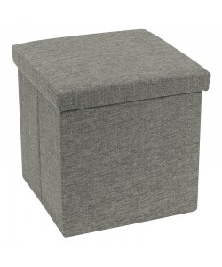 Σκαμπό-μπαούλο Crystal pakoworld ύφασμα γκρι 38x38x38εκ