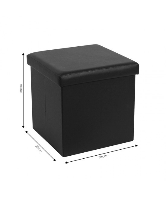 Σκαμπό-μπαούλο Crystal pakoworld pu μαύρο 38x38x38εκ Σκαμπό-μπαούλο Crystal pakoworld pu μαύρο 38x38x38εκ