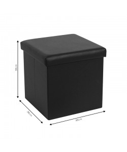 Σκαμπό-μπαούλο Crystal pakoworld pu μαύρο 38x38x38εκ