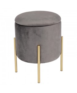 Σκαμπό Creativity pakoworld βελούδο γκρι-χρυσό Φ35x42εκ