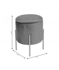 Σκαμπό Creativity pakoworld βελούδο γκρι-χρυσό Φ35x42εκ