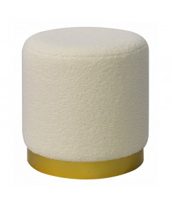 Σκαμπό Dash pakoworld μπουκλέ κρεμ-χρυσό Φ35x35εκ