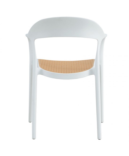 Πολυθρόνα Ember pakoworld με UV protection PP μπεζ- λευκό 52.5x56.5x81εκ.
