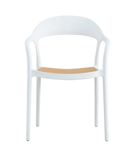 Πολυθρόνα Ember pakoworld με UV protection PP μπεζ- λευκό 52.5x56.5x81εκ.