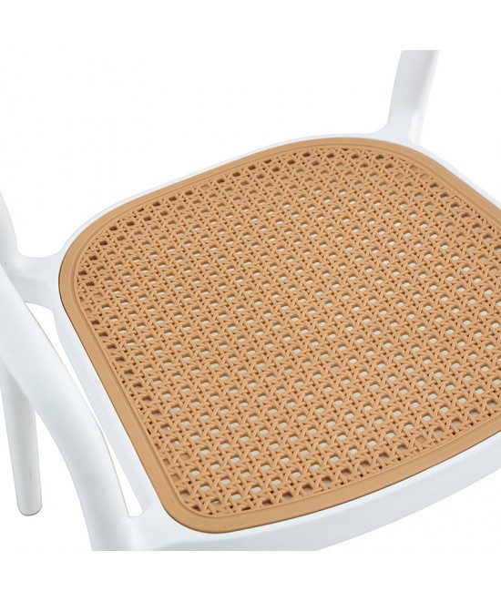 Πολυθρόνα Ember pakoworld με UV protection PP μπεζ- λευκό 52.5x56.5x81εκ.