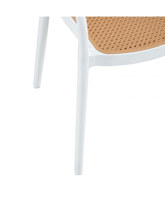 Πολυθρόνα Ember pakoworld με UV protection PP μπεζ- λευκό 52.5x56.5x81εκ.