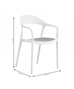 Πολυθρόνα Ember pakoworld με UV protection PP μπεζ- λευκό 52.5x56.5x81εκ.