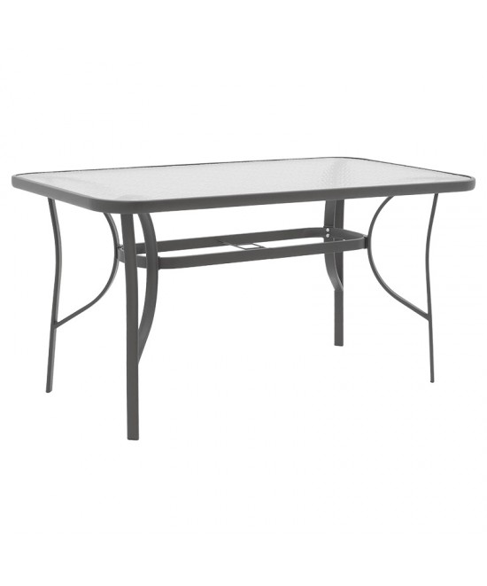 Τραπεζαρία Ensure-Tade pakoworld σετ 5τεμ μέταλλο-γυαλί ανθρακί 140x80x70εκ