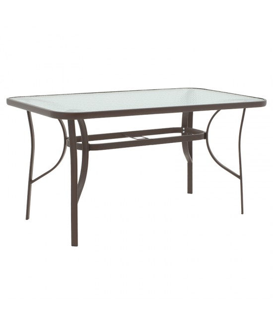 Τραπεζαρία Ensure-Calan pakoworld σετ 5τεμ μέταλλο-γυαλί καφέ 140x80x70εκ