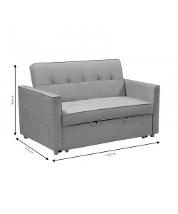 Καναπές-κρεβάτι Commit pakoworld 2θέσιος ύφασμα ανθρακί 142x93x90εκ