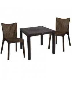 Τραπεζαρία Explore-Confident pakoworld σετ 3τεμ PP καφέ 90x90x73,5εκ