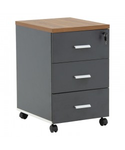 Συρταριέρα τροχήλατη Oscar pakoworld 3ων συρταριών καρυδί-ανθρακί 40x48x63εκ