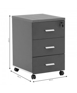 Συρταριέρα τροχήλατη Oscar pakoworld 3ων συρταριών καρυδί-ανθρακί 40x48x63εκ Συρταριέρα τροχήλατη Oscar pakoworld 3ων συρταριών καρυδί-ανθρακί 40x48x63εκ