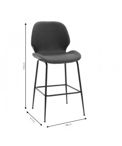 Σκαμπό bar Impel pakoworld μεταλλικό μαύρο-ύφασμα ανθρακί