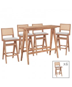 Τραπεζαρία μπαρ Winslow pakoworld σετ 7τεμ ξύλο rubberwood ανοιχτό καρυδί 120x45x100εκ