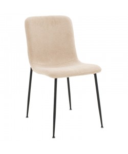 Καρέκλα Gratify pakoworld ύφασμα μπουκλέ εκρού-πόδι μαύρο