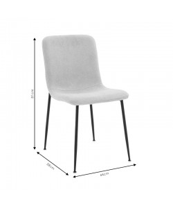 Καρέκλα Gratify pakoworld ύφασμα μπουκλέ εκρού-πόδι μαύρο