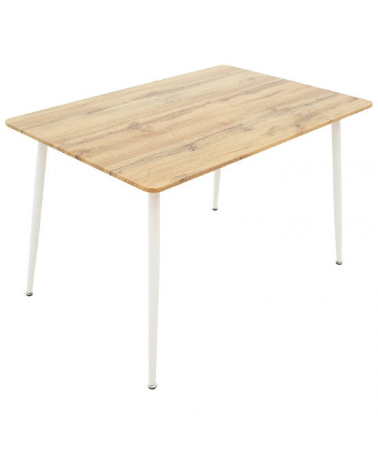 Τραπέζι Cuba pakoworld MDF sonoma-λευκό 120x80x75εκ