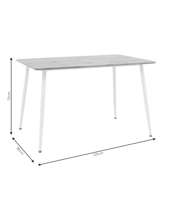 Τραπέζι Cuba pakoworld MDF sonoma-λευκό 120x80x75εκ