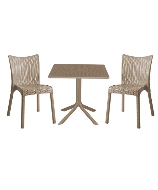 Τραπεζαρία Groovy-Confident pakoworld σετ 3τεμ PP cappuccino 80x80x74,5εκ Τραπεζαρία Groovy-Confident pakoworld σετ 3τεμ PP cappuccino 80x80x74,5εκ