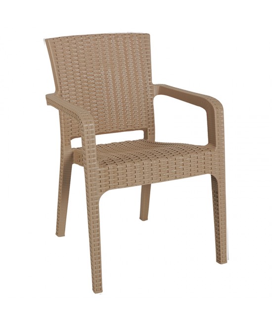 Τραπεζαρία Groovy-Halcyon pakoworld σετ 5τεμ PP cappuccino 80x80x74,5εκ.