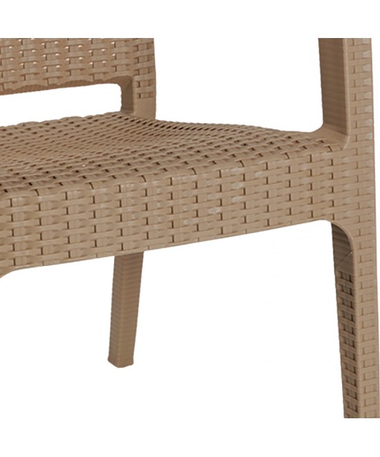 Τραπεζαρία Groovy-Halcyon pakoworld σετ 5τεμ PP cappuccino 80x80x74,5εκ.