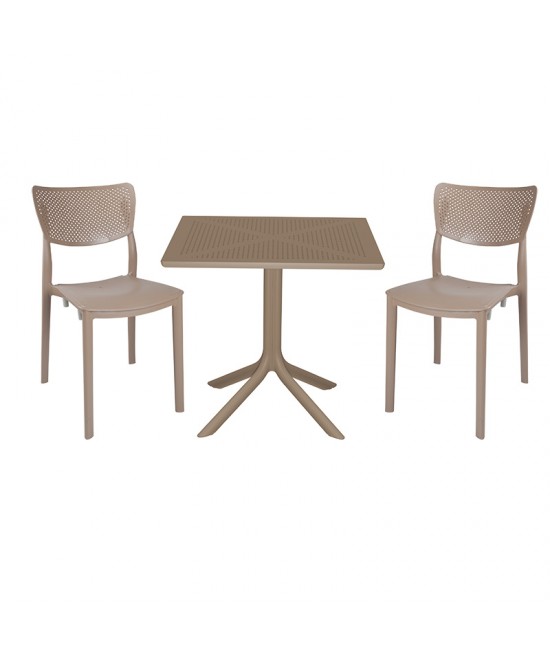 Τραπεζαρία Groovy-Ignite pakoworld σετ 3τεμ PP cappuccino 80x80x74,5εκ. Τραπεζαρία Groovy-Ignite pakoworld σετ 3τεμ PP cappuccino 80x80x74,5εκ.