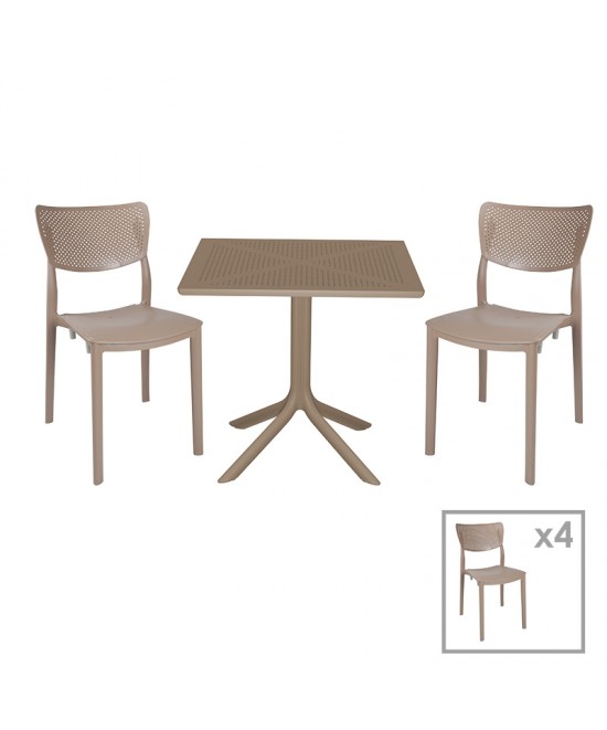 Τραπεζαρία Groovy-Ignite pakoworld σετ 5τεμ PP cappuccino 80x80x74,5εκ. Τραπεζαρία Groovy-Ignite pakoworld σετ 5τεμ PP cappuccino 80x80x74,5εκ.
