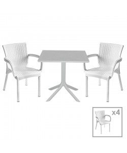 Τραπεζαρία Groovy-Festive pakoworld σετ 5τεμ PP λευκό 80x80x74,5εκ