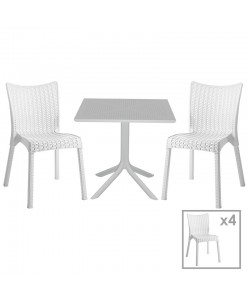 Τραπεζαρία Groovy-Confident pakoworld σετ 5τεμ PP λευκό 80x80x74,5εκ.