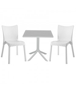 Τραπεζαρία Groovy-Confident pakoworld σετ 3τεμ PP λευκό 80x80x74,5εκ.