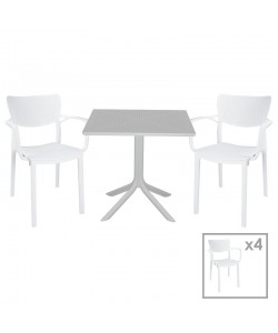 Τραπεζαρία Groovy-Fontline pakoworld σετ 5τεμ PP λευκό 80x80x74,5εκ.