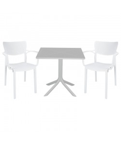 Τραπεζαρία Groovy-Fontline pakoworld σετ 3τεμ PP λευκό 80x80x74,5εκ.