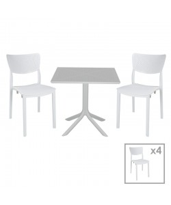 Τραπεζαρία Groovy-Ignite pakoworld σετ 5τεμ PP λευκό 80x80x74,5εκ.