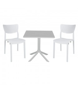 Τραπεζαρία Groovy-Ignite pakoworld σετ 3τεμ PP λευκό 80x80x74,5εκ.