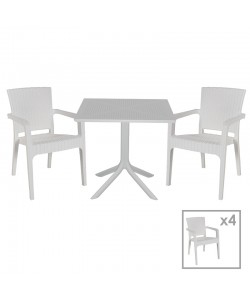 Τραπεζαρία Groovy-Halcyon pakoworld σετ 5τεμ PP λευκό 80x80x74,5εκ.