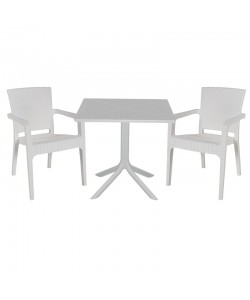 Τραπεζαρία Groovy-Halcyon pakoworld σετ 3τεμ PP λευκό 80x80x74,5εκ.