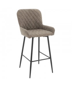 Σκαμπό bar Delicacy pakoworld μεταλλικό μαύρο-ύφασμα antique γκρι-καφέ antique